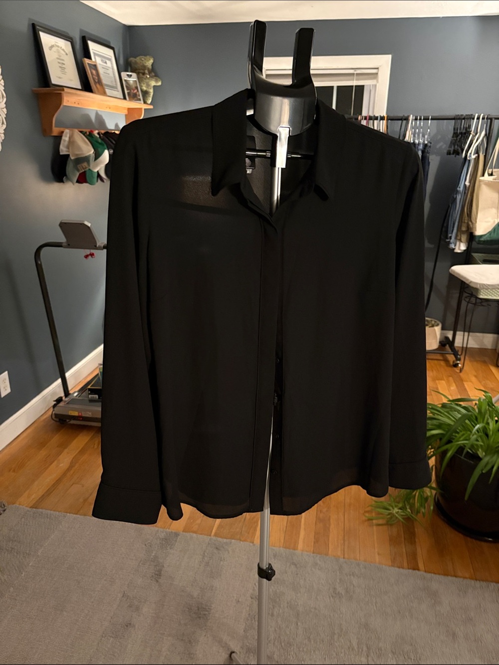 Black Women's express relaxed portion Button-Up Blouse